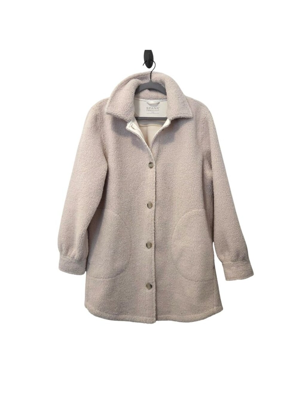 Spanx Luxe Cream Teddy Fleece Shirt Jacket Oversized Shacket Womens Large